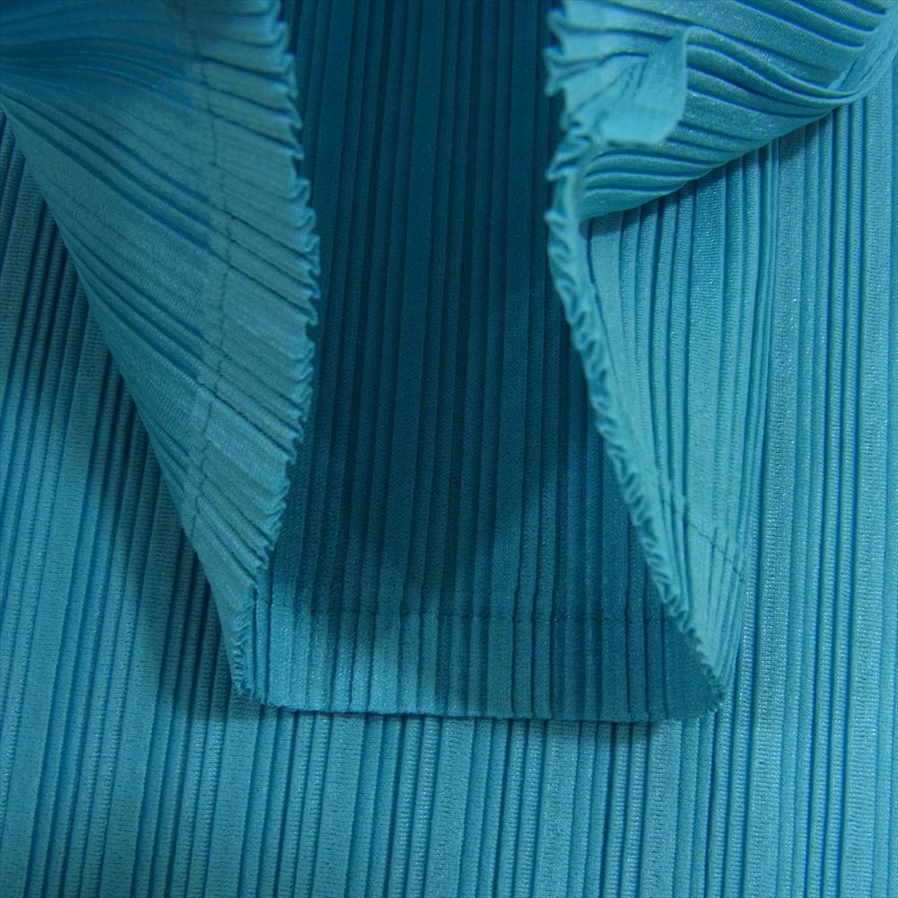 PLEATS PLEASE プリーツプリーズ イッセイミヤケ PP93-FK371 プリーツ加工 タートルネック ノースリーブ カットソー ブルー系 3【美品】【中古】