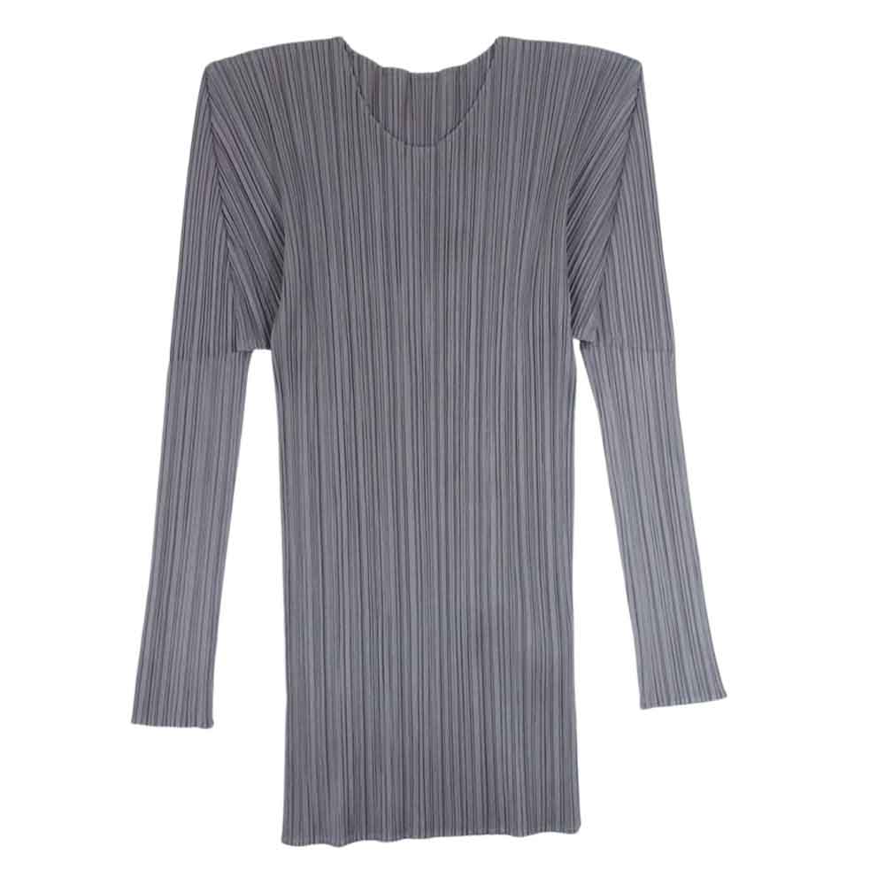 PLEATS PLEASE プリーツプリーズ イッセイミヤケ PP04-JK602 プリーツ加工  ロング カットソー 長袖 グレージュ グレー系 4【美品】【中古】