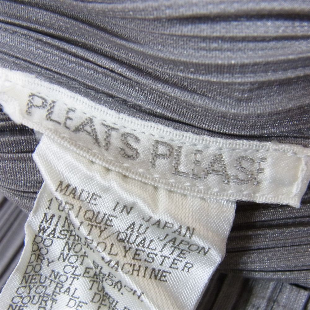PLEATS PLEASE プリーツプリーズ イッセイミヤケ PP04-JK602 プリーツ加工  ロング カットソー 長袖 グレージュ グレー系 4【美品】【中古】
