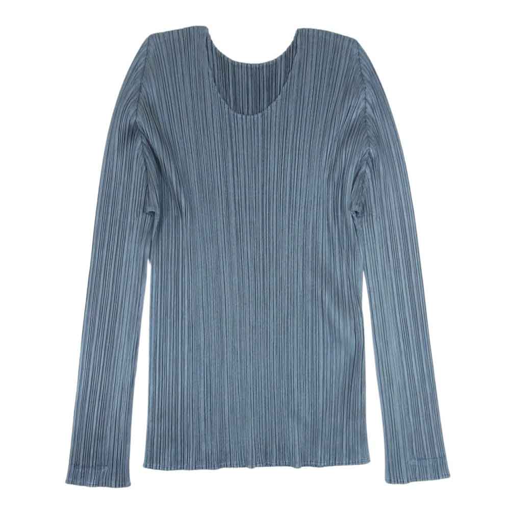 PLEATS PLEASE プリーツプリーズ イッセイミヤケ PP83-JK682 プリーツ加工  カットソー 長袖 グリーン系 3【美品】【中古】