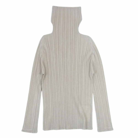 PLEATS PLEASE プリーツプリーズ イッセイミヤケ PP91-JK127 プリーツ加工 総柄 タートルネック カットソー 長袖 イエロー オフホワイト系 3【美品】【中古】