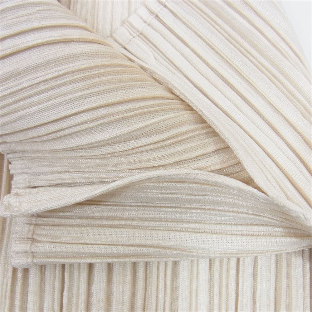 PLEATS PLEASE プリーツプリーズ イッセイミヤケ PP91-JK127 プリーツ加工 総柄 タートルネック カットソー 長袖 イエロー オフホワイト系 3【美品】【中古】