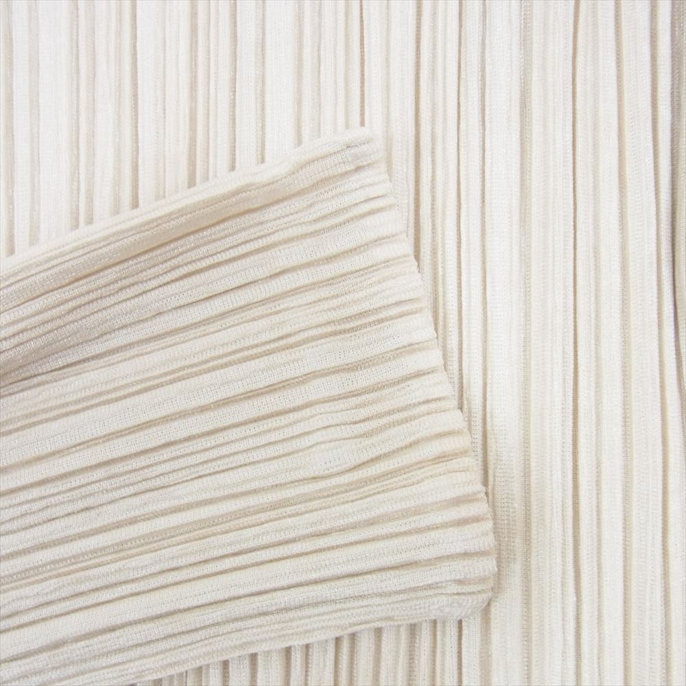 PLEATS PLEASE プリーツプリーズ イッセイミヤケ PP91-JK127 プリーツ加工 総柄 タートルネック カットソー 長袖 イエロー オフホワイト系 3【美品】【中古】