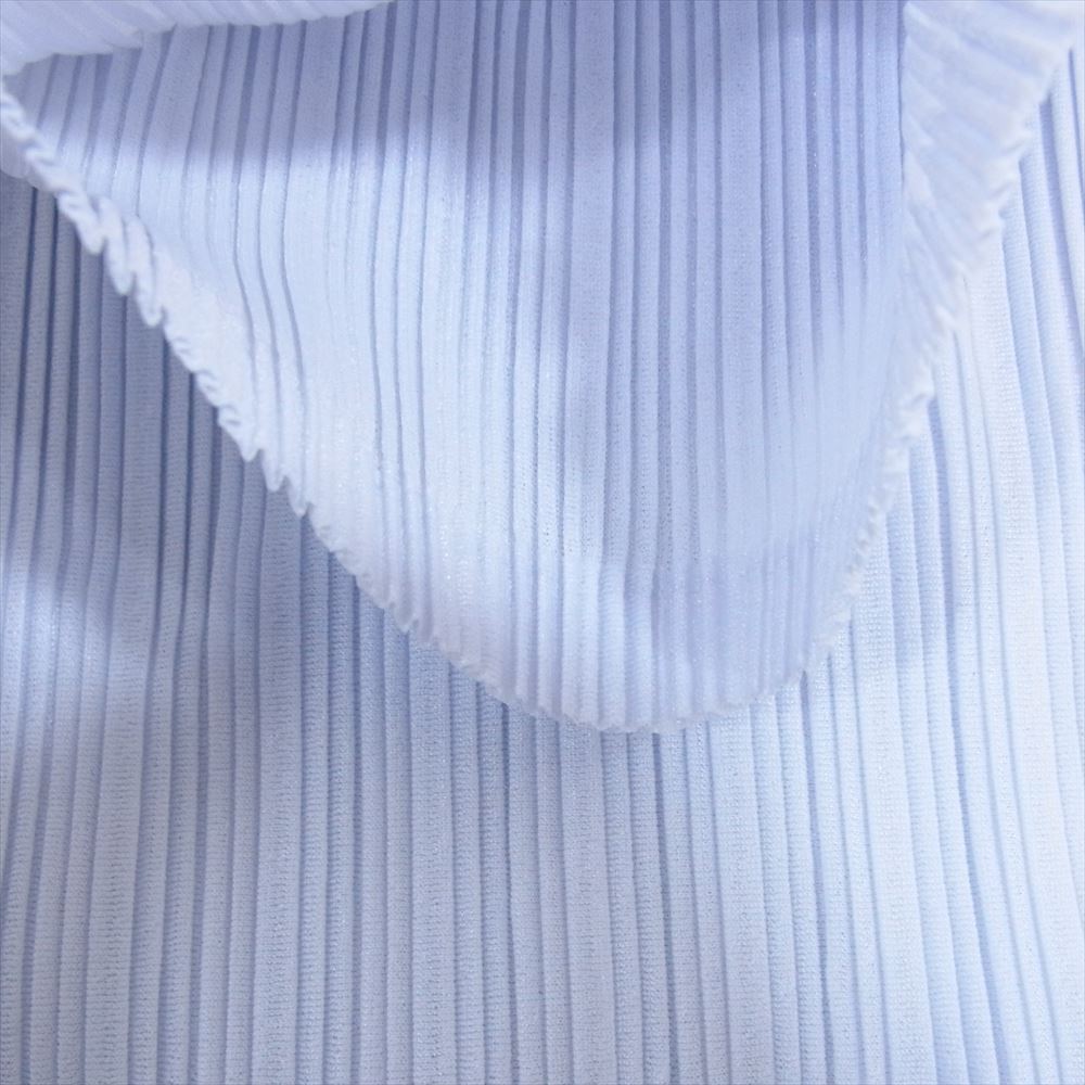 PLEATS PLEASE プリーツプリーズ イッセイミヤケ PP81-FK303 プリーツ加工 タートルネック カットソー 長袖 ブルーホワイト ライトブルー系 3【美品】【中古】