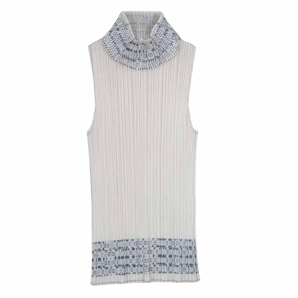 PLEATS PLEASE プリーツプリーズ イッセイミヤケ PP73-JK601 プリーツ加工 ハイネック ノースリーブ カットソー オフホワイト系 3【美品】【中古】