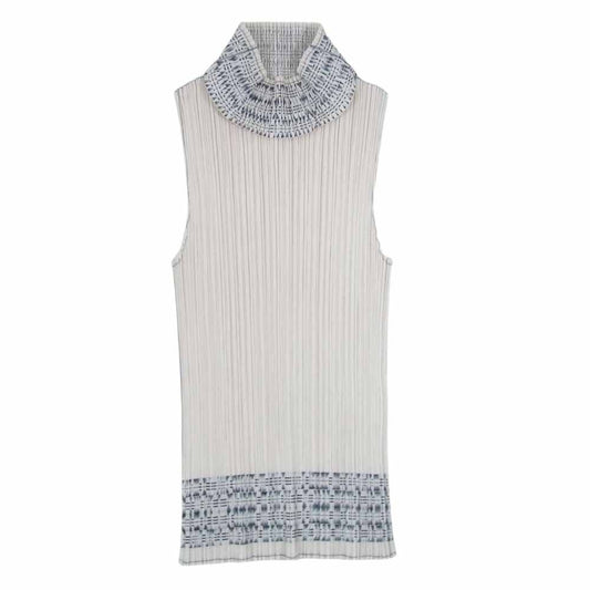 PLEATS PLEASE プリーツプリーズ イッセイミヤケ PP73-JK601 プリーツ加工 ハイネック ノースリーブ カットソー オフホワイト系 3【美品】【中古】