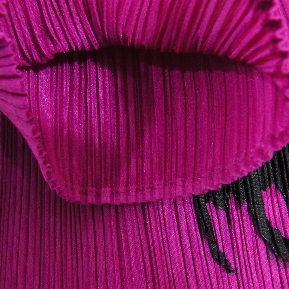 PLEATS PLEASE プリーツプリーズ イッセイミヤケ PP43-JK731 プリーツ加工 コウモリ 装飾 ハロウィン ボトルネック ノースリーブ カットソー パープル系 3【中古】