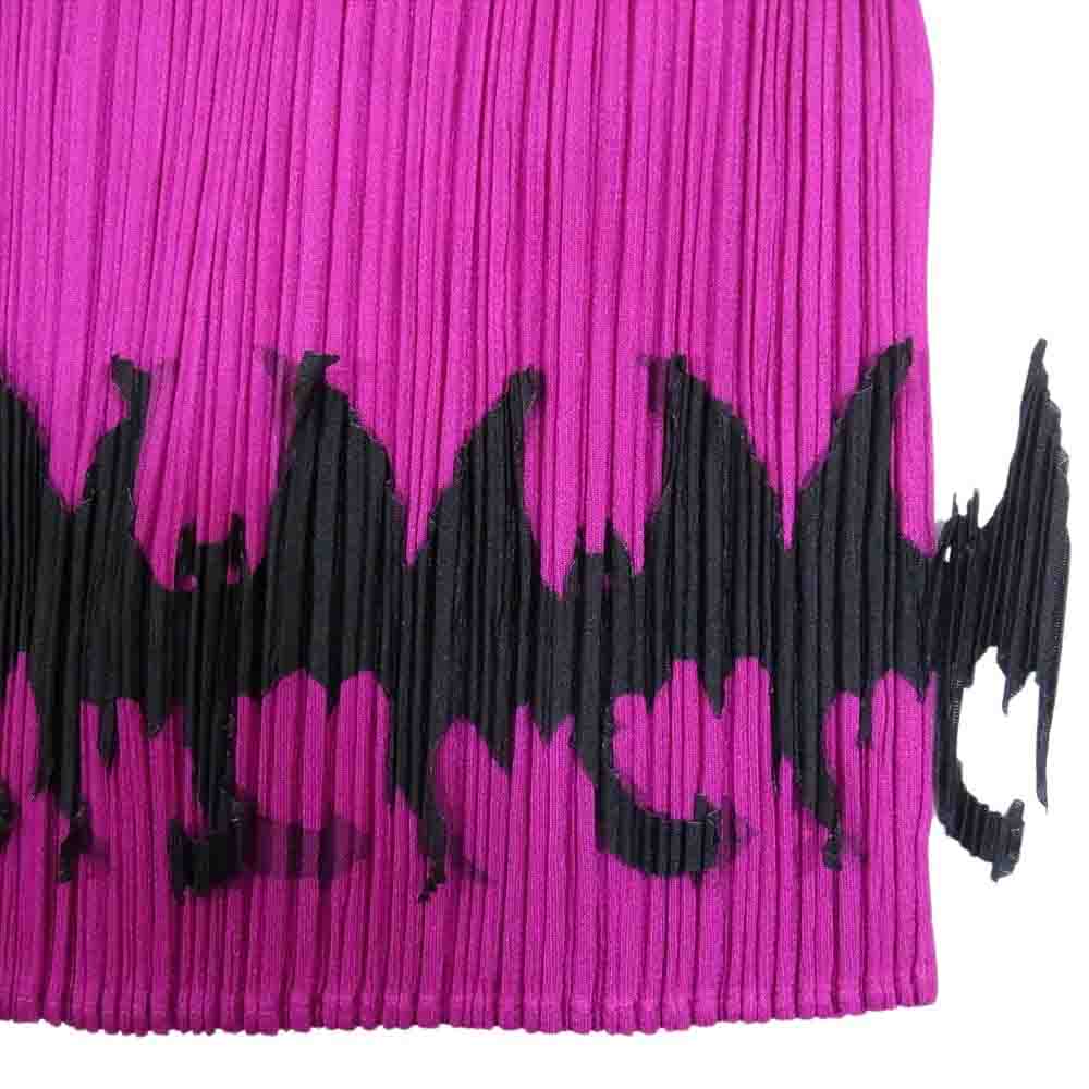 PLEATS PLEASE プリーツプリーズ イッセイミヤケ PP43-JK731 プリーツ加工 コウモリ 装飾 ハロウィン ボトルネック ノースリーブ カットソー パープル系 3【中古】