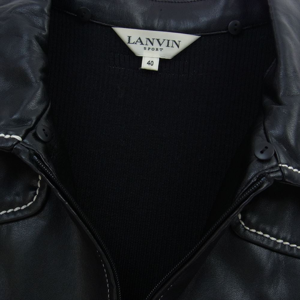 LANVIN ランバン DAV4023D4P4323 フェイクレザー ベスト 背面ニット切替 パンツ セットアップ ブラック系 40【中古】