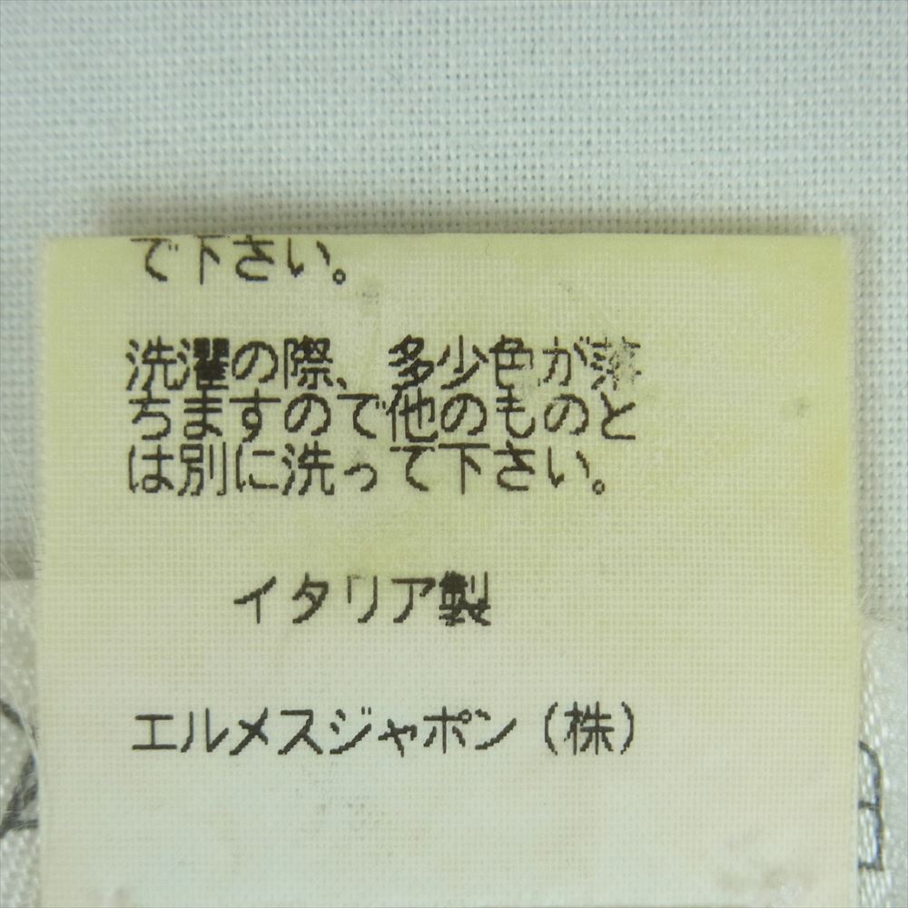 HERMES エルメス ボルデュック リボン柄 ロゴ カットソー 長袖 Tシャツ ロンT イタリア製 オレンジ系 ブラック系 XL【中古】