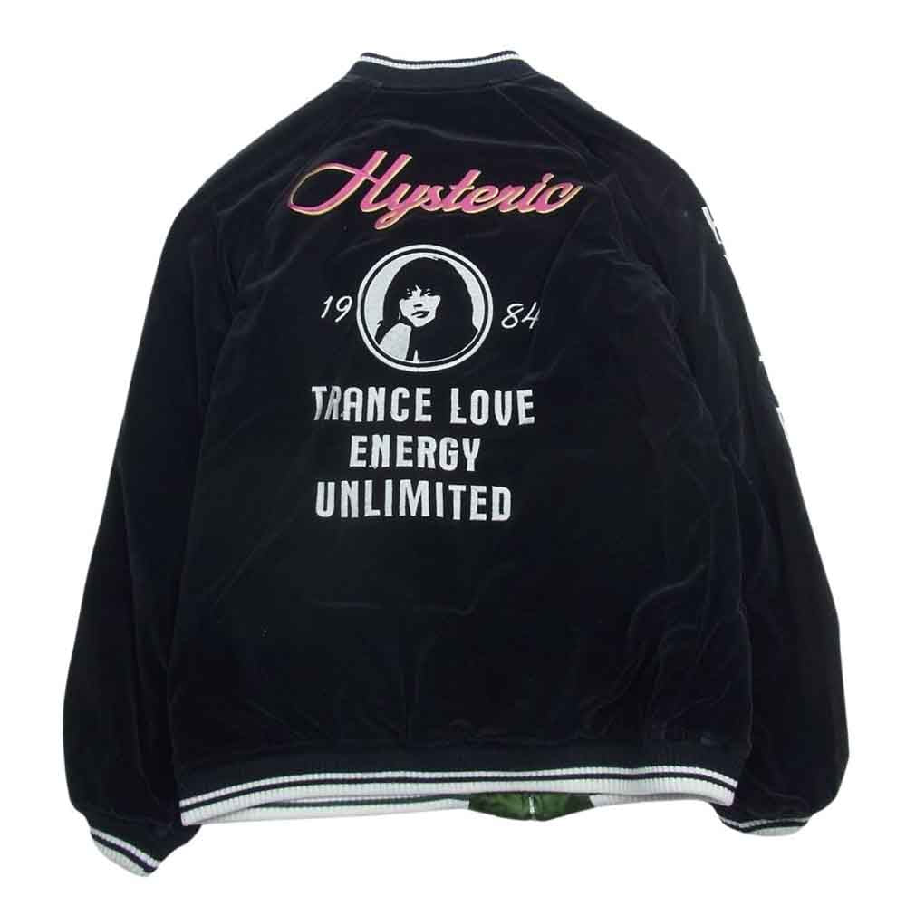 HYSTERIC GLAMOUR ヒステリックグラマー 2AB-6140 レディース ベロア × サテンキルト リバーシブル スカジャン ジャケット グリーン系 ブラック系 F【中古】