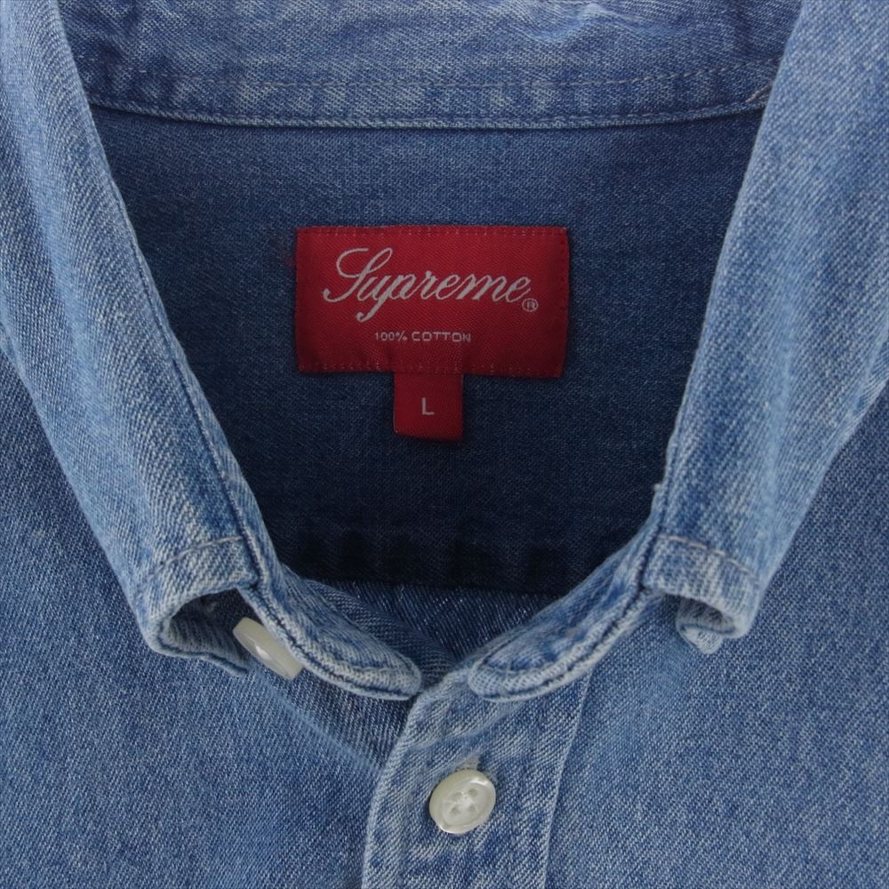Supreme シュプリーム 22SS Small Box Shirt スモール ボックスロゴ デニム シャツ インディゴブルー系 L【中古】