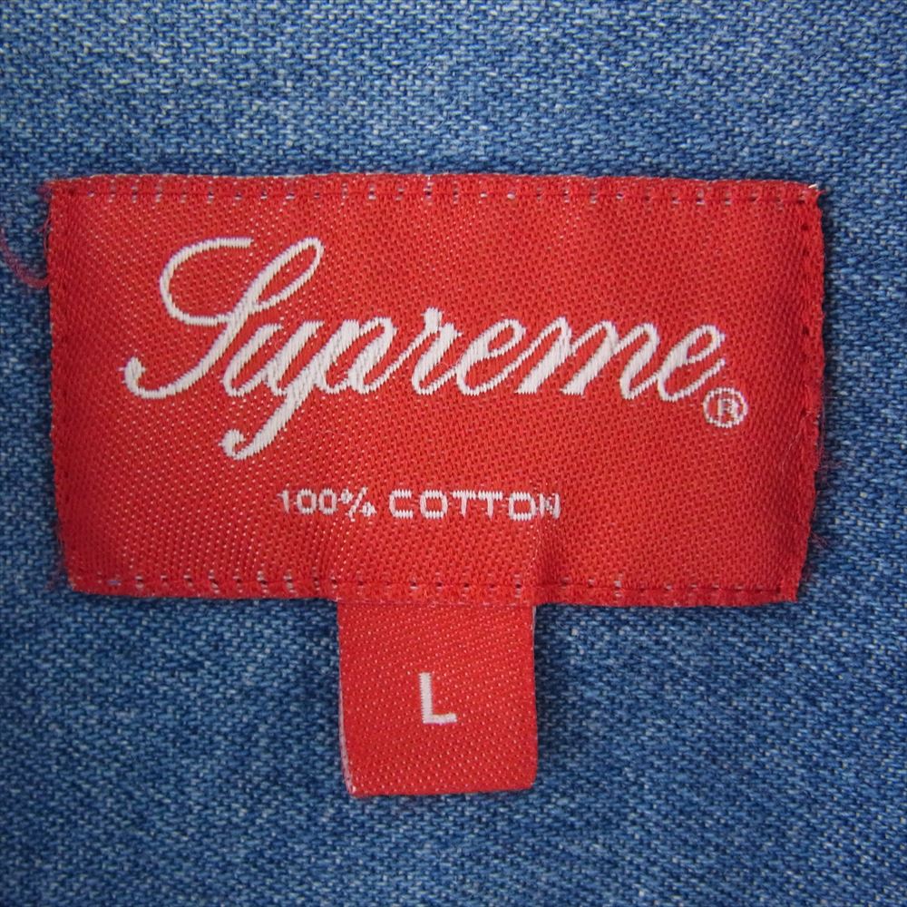 Supreme シュプリーム 22SS Small Box Shirt スモール ボックスロゴ デニム シャツ インディゴブルー系 L【中古】