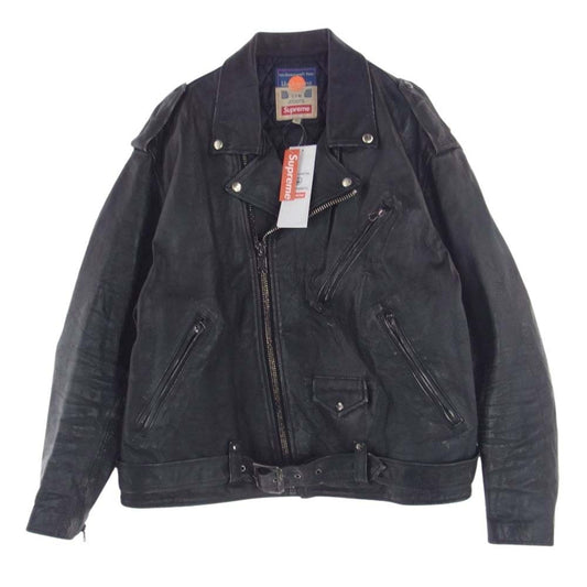 Supreme シュプリーム 23AW × blackmeans ブラックミーンズ Painted Leather Motorcycle Jacket ブラック系 M【極上美品】【中古】