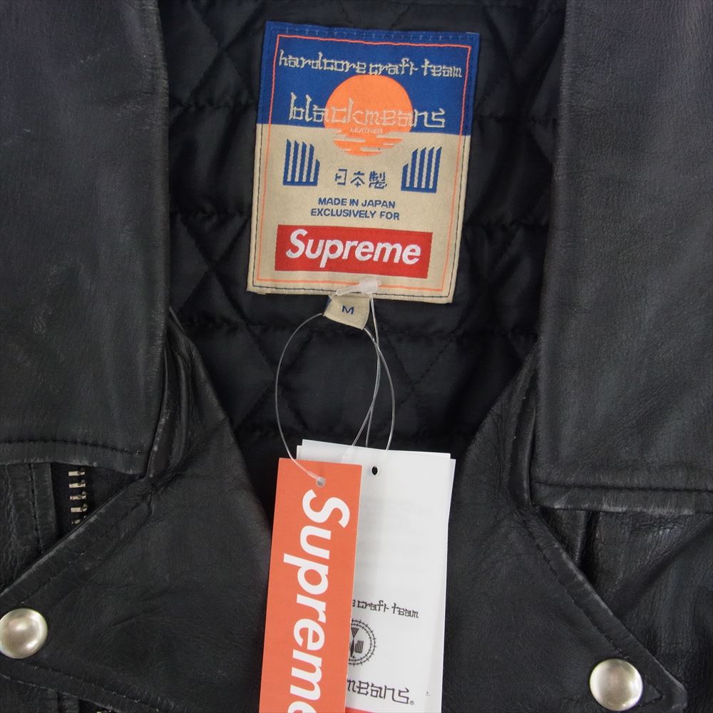 Supreme シュプリーム 23AW × blackmeans ブラックミーンズ Painted Leather Motorcycle Jacket ブラック系 M【極上美品】【中古】