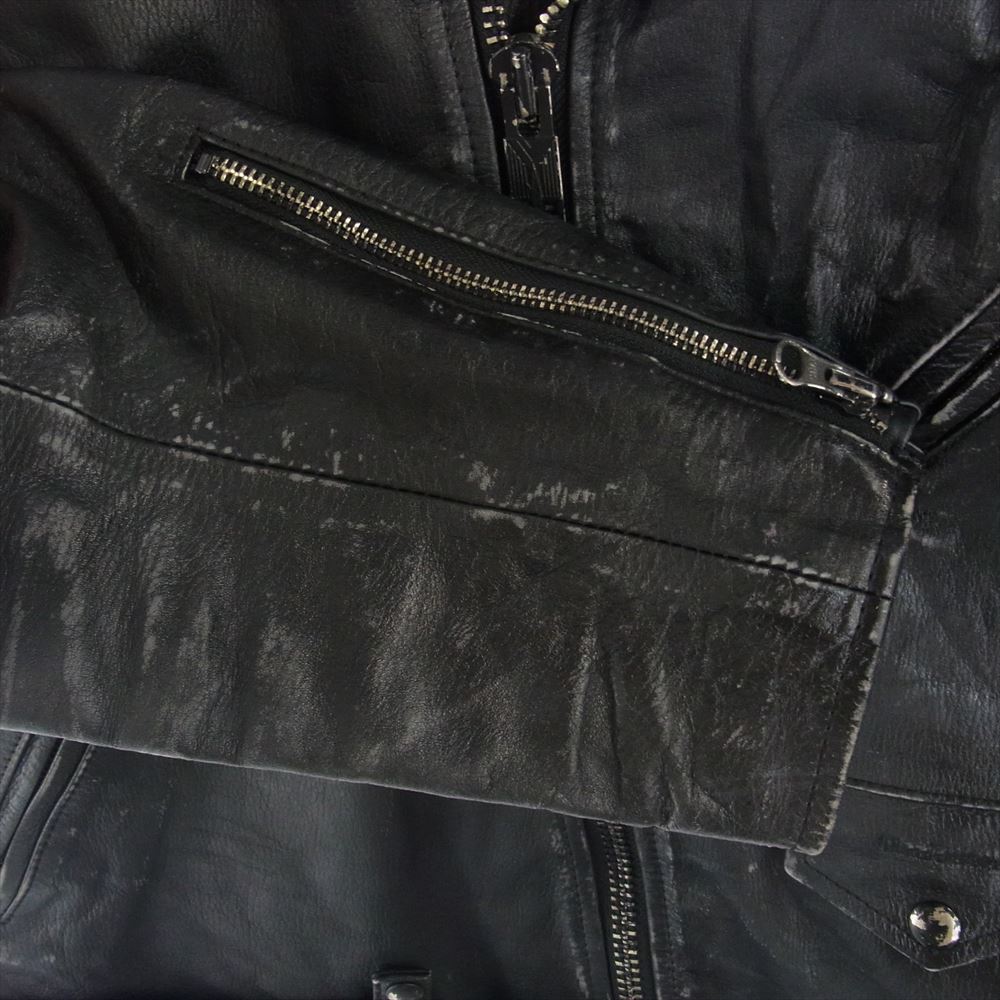 Supreme シュプリーム 23AW × blackmeans ブラックミーンズ Painted Leather Motorcycle Jacket ブラック系 M【極上美品】【中古】