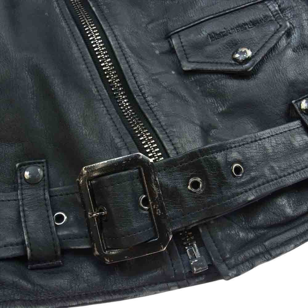 Supreme シュプリーム 23AW × blackmeans ブラックミーンズ Painted Leather Motorcycle Jacket ブラック系 M【極上美品】【中古】