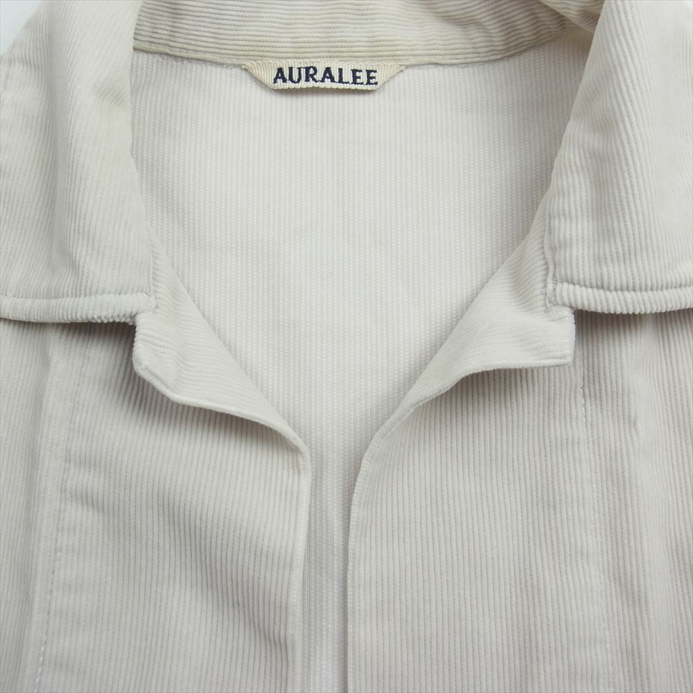 AURALEE オーラリー 17SS A7SS01NC WASHED CORDUROY SHIRTS JACKET ボタンレス ウォッシュド コーデュロイ シャツ ジャケット ホワイト系 3【中古】