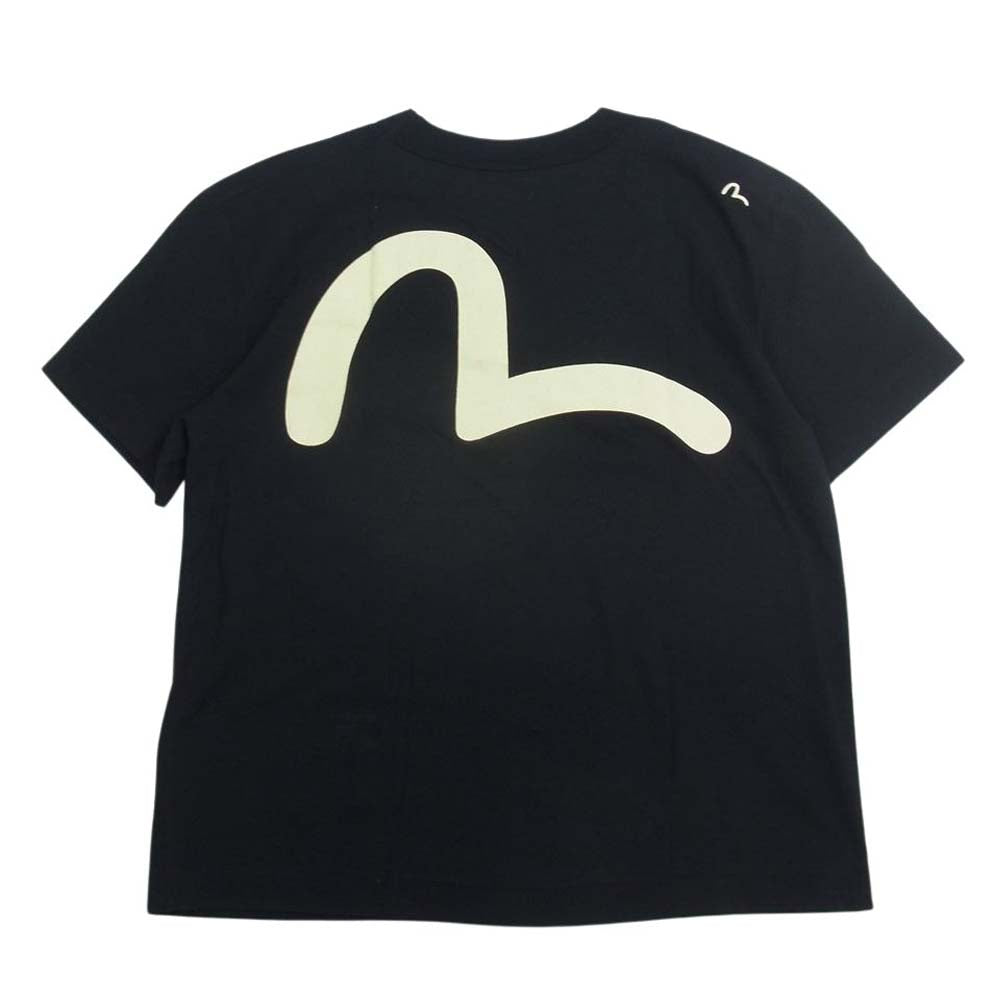 EVISU エヴィス 七福神 カモメ プリント クルーネック 半袖 Tシャツ ブラック系 40【中古】