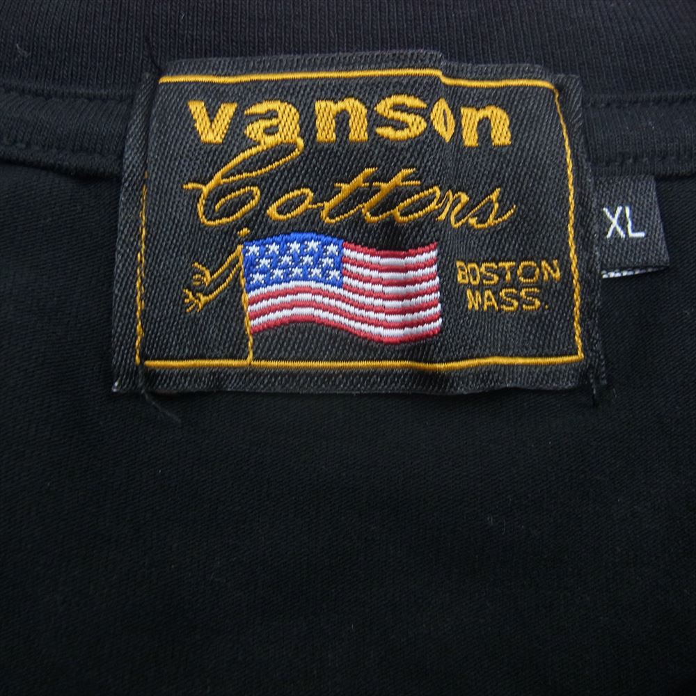 VANSON バンソン ロゴ刺繍 イーグル 半袖 Tシャツ ブラック系 XL【美品】【中古】