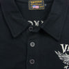 VANSON バンソン ロゴ刺繍 ウィング メタルボタン 半袖 ポロシャツ ブラック系 XL【美品】【中古】
