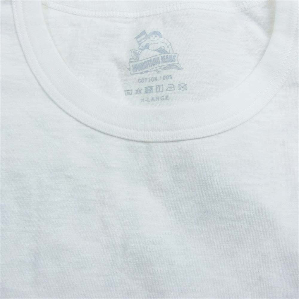 MOMOTARO JEANS 桃太郎ジーンズ バックプリント ロゴ 半袖 Tシャツ ホワイト ホワイト系 XL【美品】【中古】