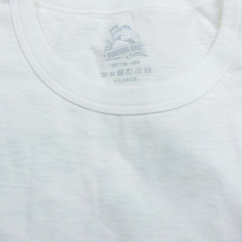 MOMOTARO JEANS 桃太郎ジーンズ バックプリント ロゴ 半袖 Tシャツ ホワイト ホワイト系 XL【美品】【中古】