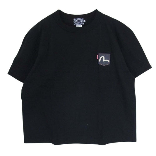 EVISU エヴィス VETERANO T SHIRT ヴェテラーノ 半袖 Tシャツ デニム ポケット  ブラック系 44【美品】【中古】