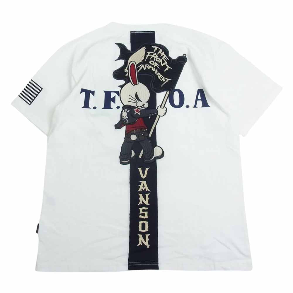 VANSON バンソン CRV-2306 × CROWS × WORST クローズ ワースト 武装戦線 Tee 半袖 Tシャツ デスラビット ホワイト系 L【新古品】【未使用】【中古】
