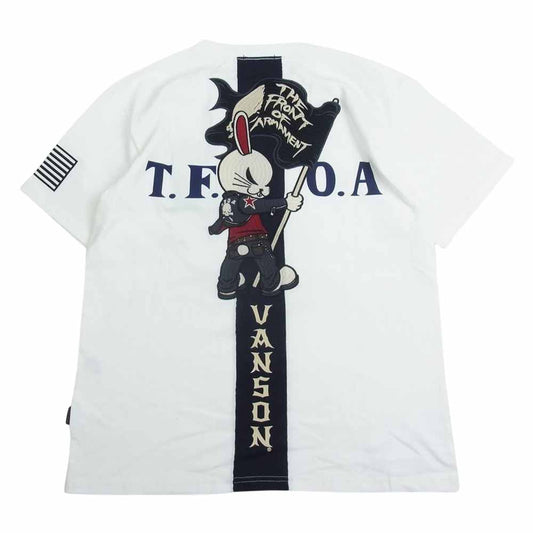 VANSON バンソン CRV-2306 × CROWS × WORST クローズ ワースト 武装戦線 Tee 半袖 Tシャツ デスラビット ホワイト系 L【新古品】【未使用】【中古】
