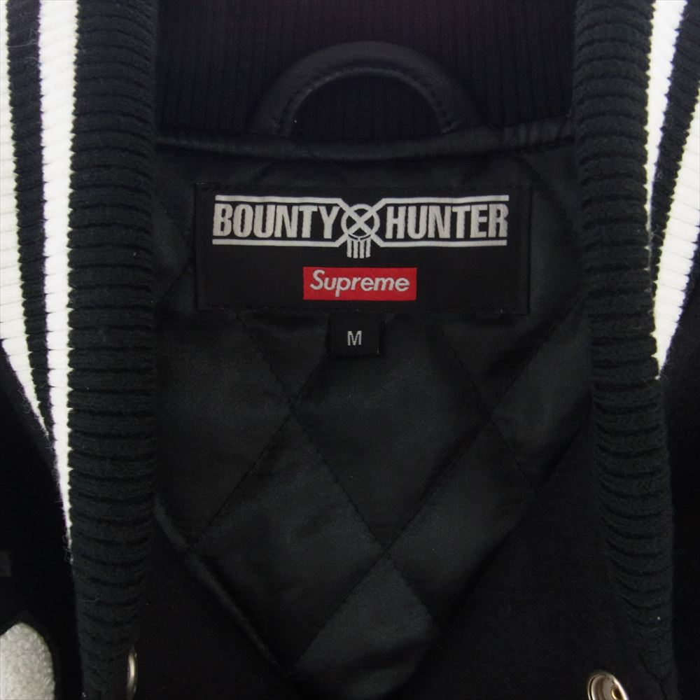 Supreme シュプリーム 23AW BOUNTY HUNTER バウンティーハンター Hunter Varsity Jacket ワッペン付き レザー スタジャン ブルゾン ブラック系 M【極上美品】【中古】