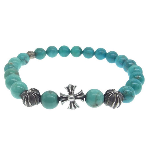CHROME HEARTS クロムハーツ（原本無） 8mm BEAD 8mm ターコイズ ビーズ ブレスレット ライトグリーン系【中古】