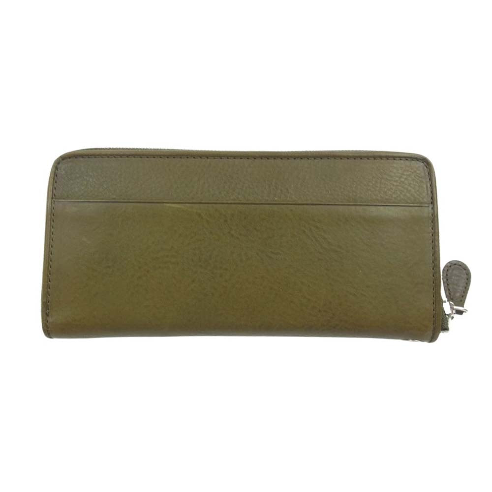 GANZO ガンゾ 57208 WGAN GR ミネルバボックス ラウンドファスナー ロング　ウォレット レザー 長財布 カーキ系【美品】【中古】