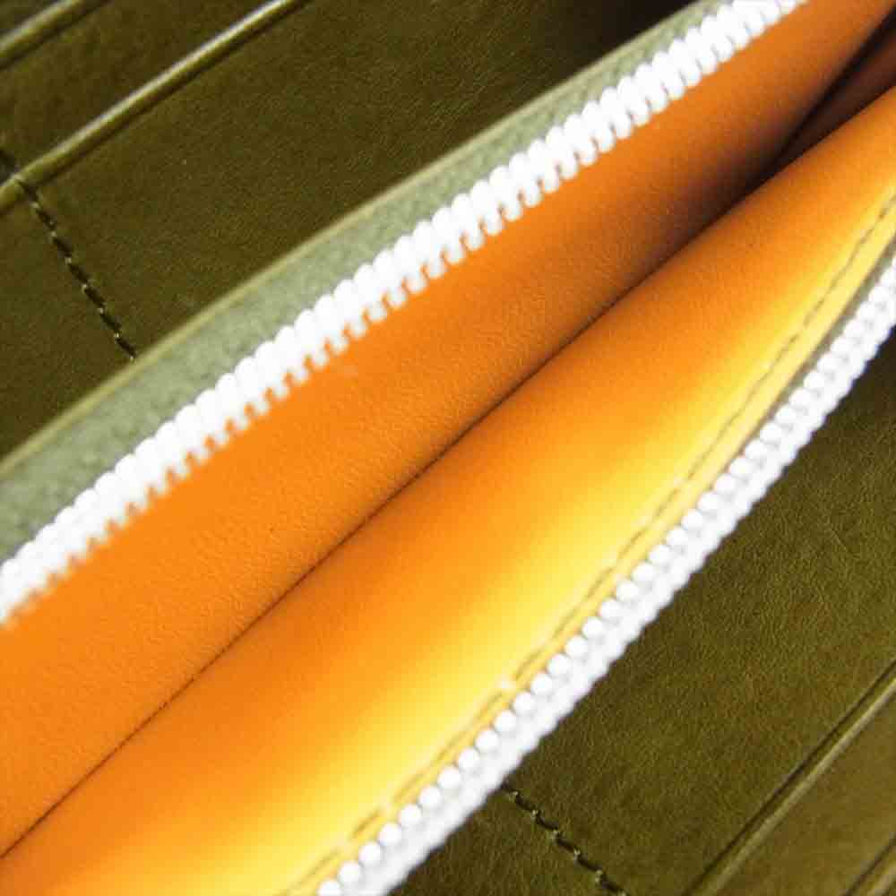 GANZO ガンゾ 57208 WGAN GR ミネルバボックス ラウンドファスナー ロング　ウォレット レザー 長財布 カーキ系【美品】【中古】