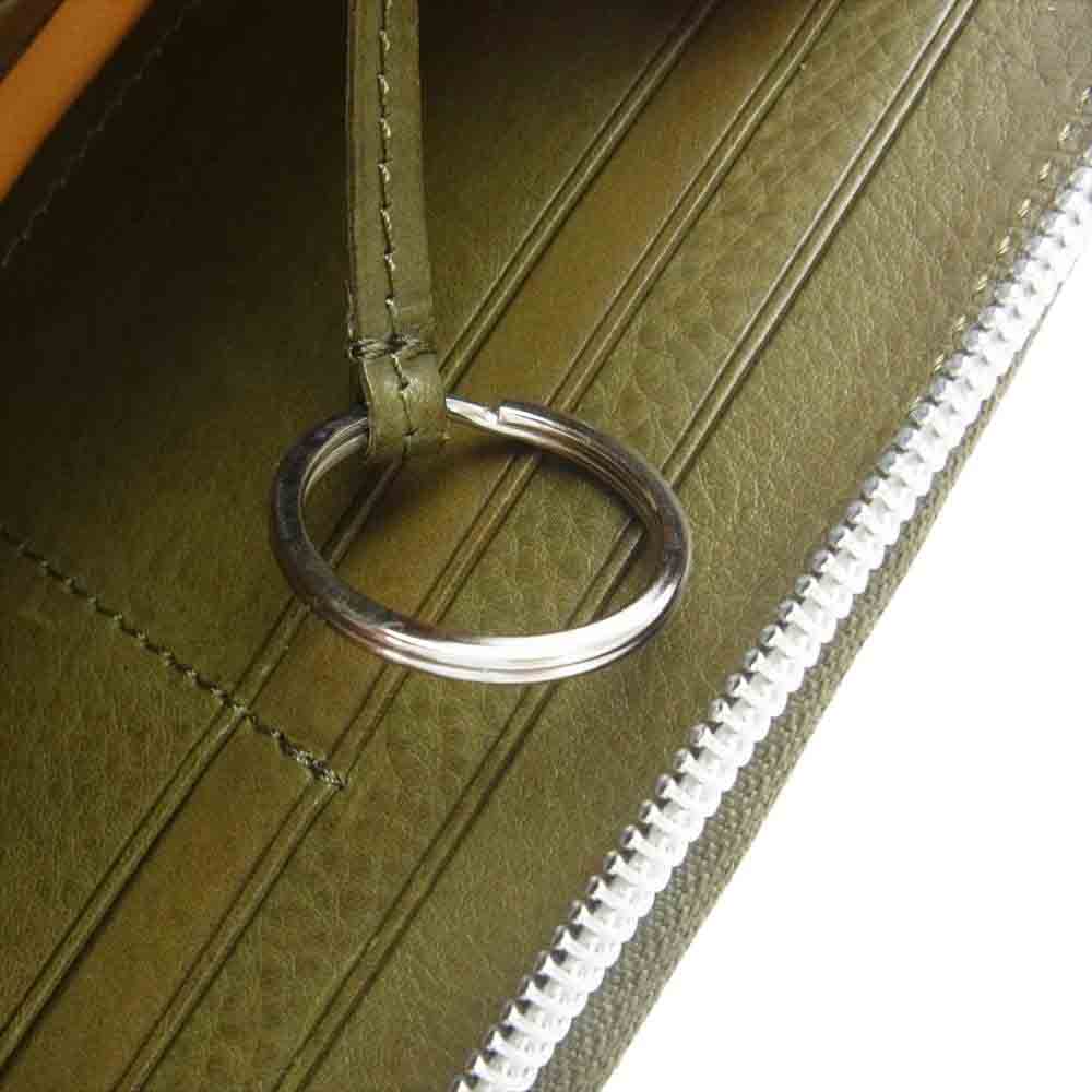 GANZO ガンゾ 57208 WGAN GR ミネルバボックス ラウンドファスナー ロング　ウォレット レザー 長財布 カーキ系【美品】【中古】