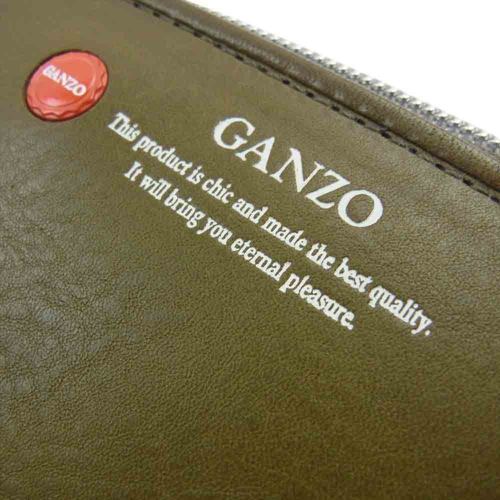 GANZO ガンゾ 57208 WGAN GR ミネルバボックス ラウンドファスナー ロング　ウォレット レザー 長財布 カーキ系【美品】【中古】