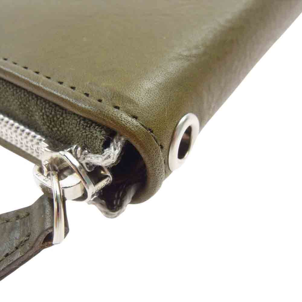 GANZO ガンゾ 57208 WGAN GR ミネルバボックス ラウンドファスナー ロング　ウォレット レザー 長財布 カーキ系【美品】【中古】