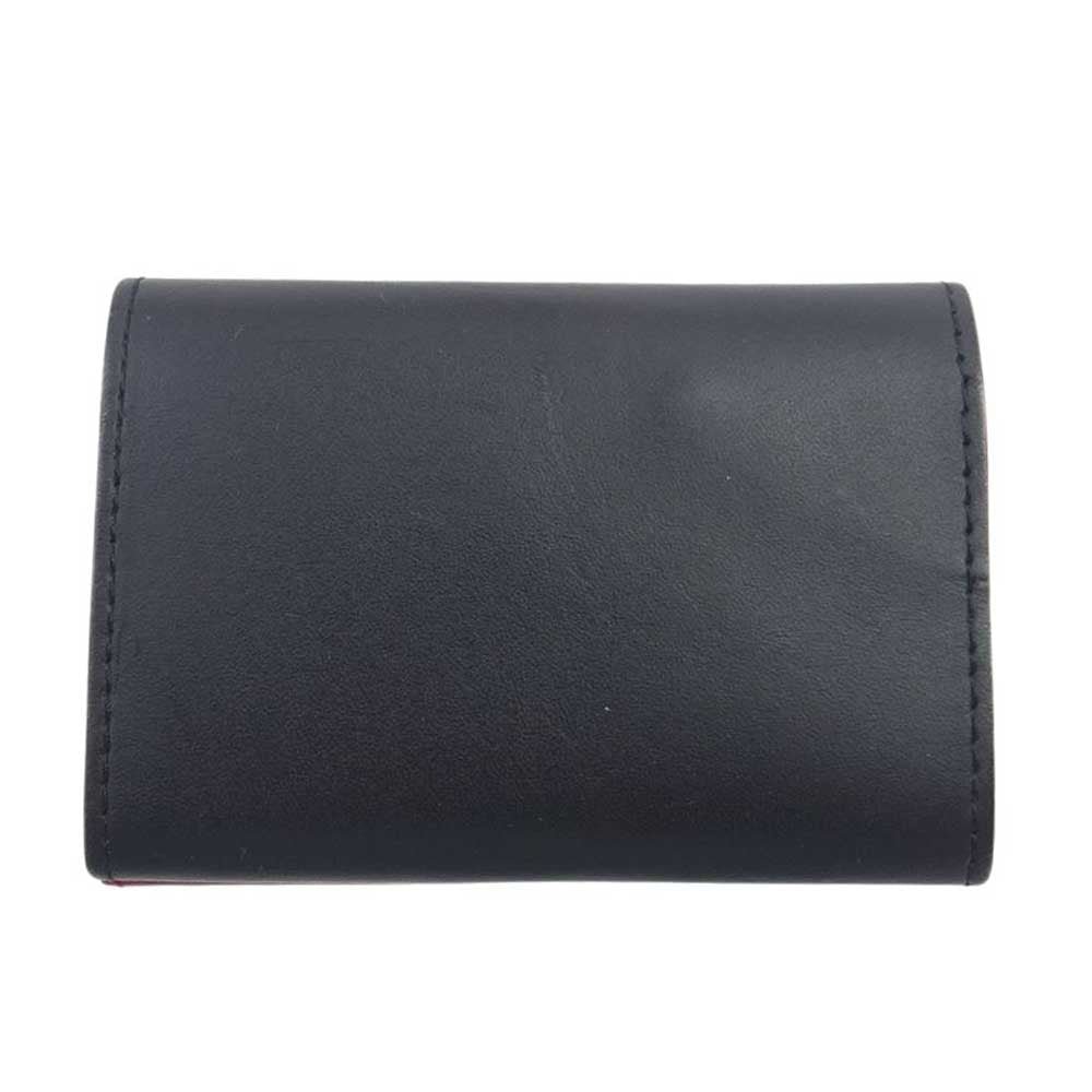 アブラサス 小さい財布 レザー ミニ ウォレット ブラック系 レッド系【中古】