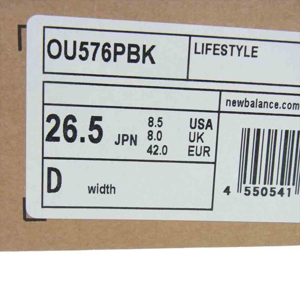 NEW BALANCE ニューバランス OU576PBK 英国製 スエード ローカット スニーカー ブラック系 グレー系 26cm【新古品】【未使用】【中古】