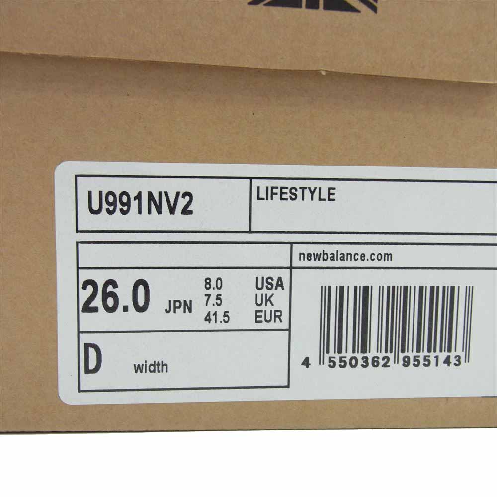 NEW BALANCE ニューバランス U991NV2 英国製 991 V2 スエード ローカット スニーカー ネイビー系 26cm【新古品】【未使用】【中古】