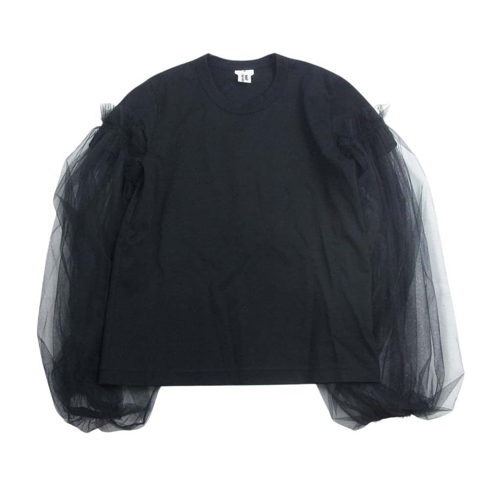 COMME des GARCONS コムデギャルソン 20SS AD2019 3E-T001 noir kei ninomiya ノワールケイニノミヤ チュール スリーブ ポンチ カットソー ブラック系 M【中古】