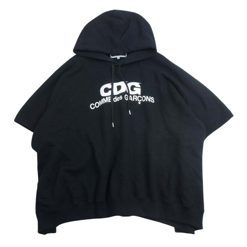 COMME des GARCONS コムデギャルソン AD2020 SZ-T018 CDG ロゴ プリント ポンチョ プルオーバー パーカー ブラック系 M【中古】