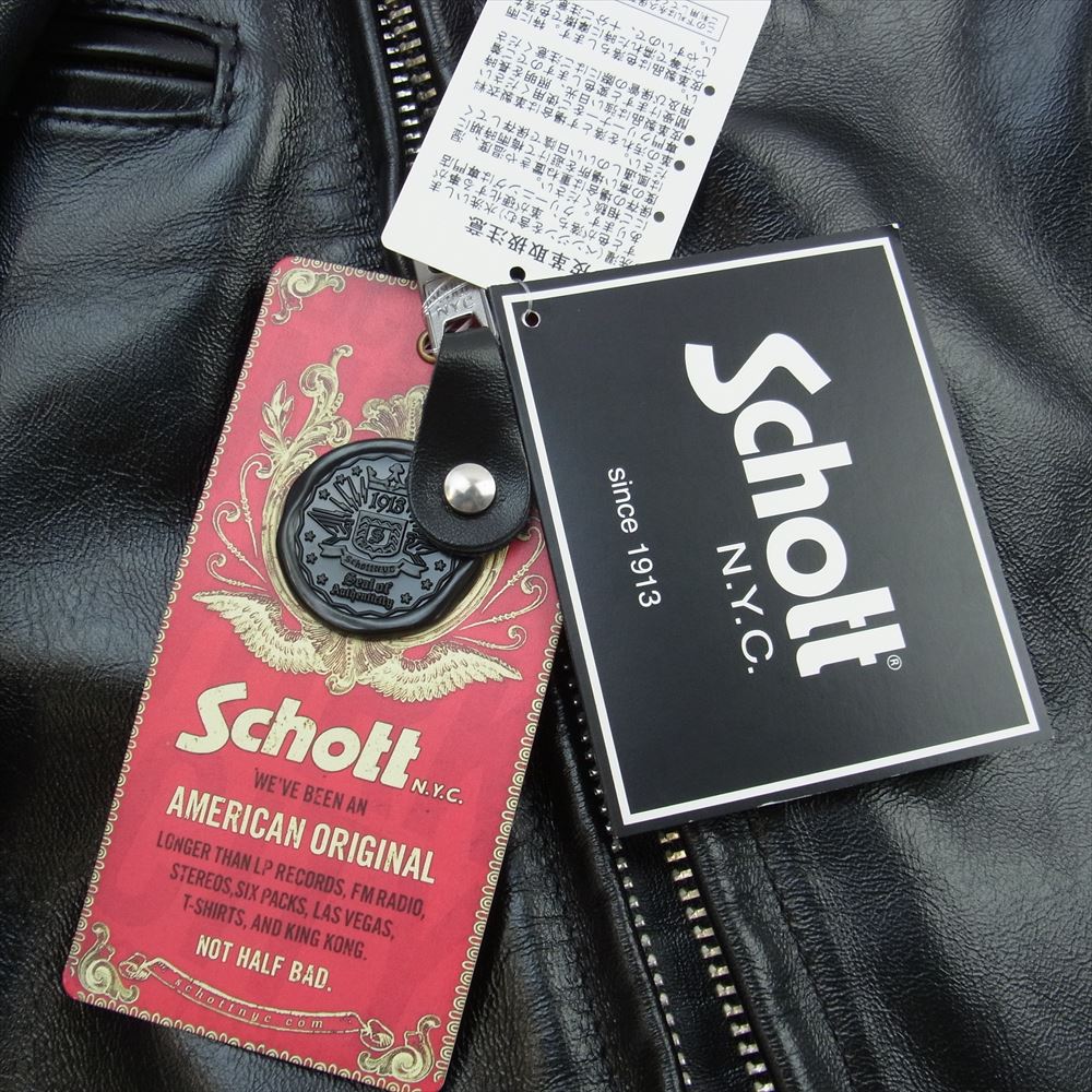 schott ショット 7824150002 641XX HORSE LEATHER ホースハイド シングル ライダース レザー ジャケット ブラック系 34【美品】【中古】