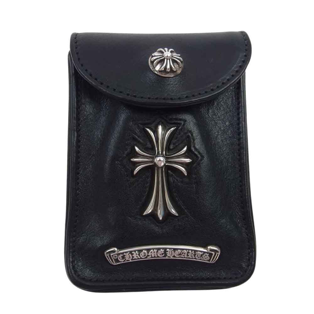CHROME HEARTS クロムハーツ（原本無） CIGARETTE CASE スモールCHクロス コンパクト シガレットケース タバコケース ブラック系【中古】
