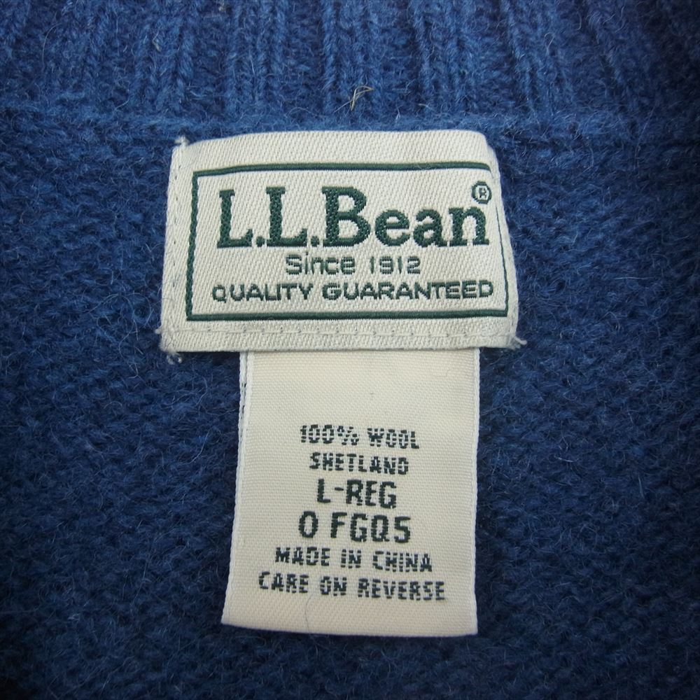 L.L.Bean エルエルビーン シットランド ウール クルーネック ニット ネイビー系 L【中古】