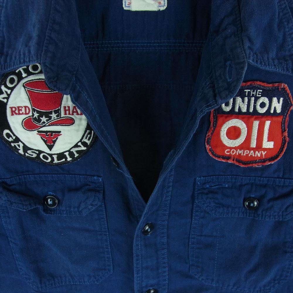 The REAL McCOY'S ザリアルマッコイズ JOE McCOY ジョーマッコイ 8hour Union ワッペン付き 半袖 ワーク シャツ ブルー系 14【中古】