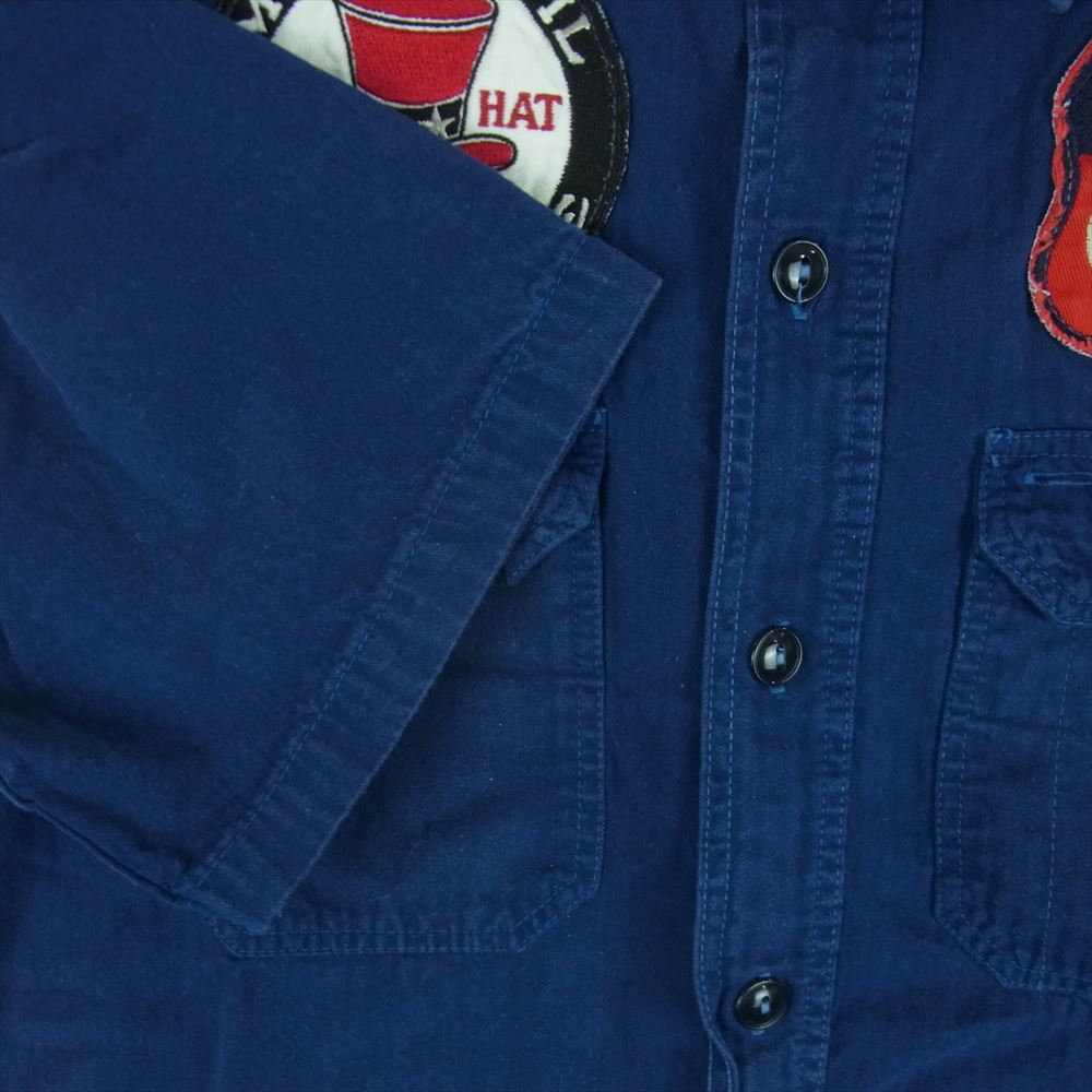 The REAL McCOY'S ザリアルマッコイズ JOE McCOY ジョーマッコイ 8hour Union ワッペン付き 半袖 ワーク シャツ ブルー系 14【中古】