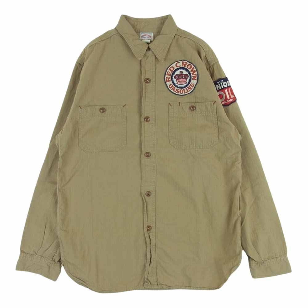 The REAL McCOY'S ザリアルマッコイズ JOE McCOY ジョーマッコイ 8hour Union ワッペン付 長袖 ワーク シャツ ベージュ系 サンドベージュ系 15【中古】