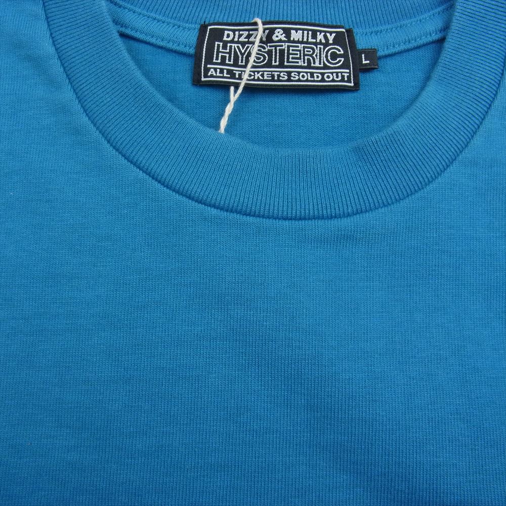 HYSTERIC GLAMOUR ヒステリックグラマー 24SS 02241CT02 HG POLISH フロントプリント ポリッシュ ヘビーウエイト クルーネック 半袖 Tシャツ ブルー系 L【新古品】【未使用】【中古】
