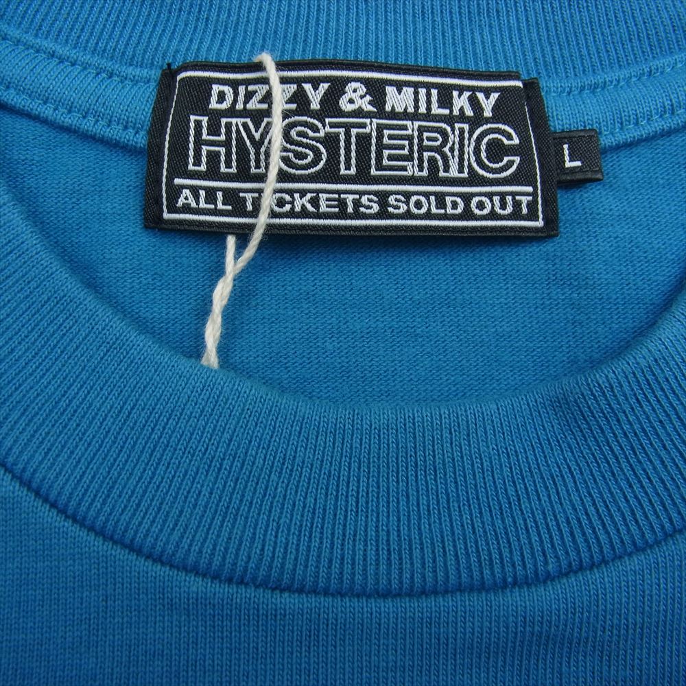 HYSTERIC GLAMOUR ヒステリックグラマー 24SS 02241CT02 HG POLISH フロントプリント ポリッシュ ヘビーウエイト クルーネック 半袖 Tシャツ ブルー系 L【新古品】【未使用】【中古】